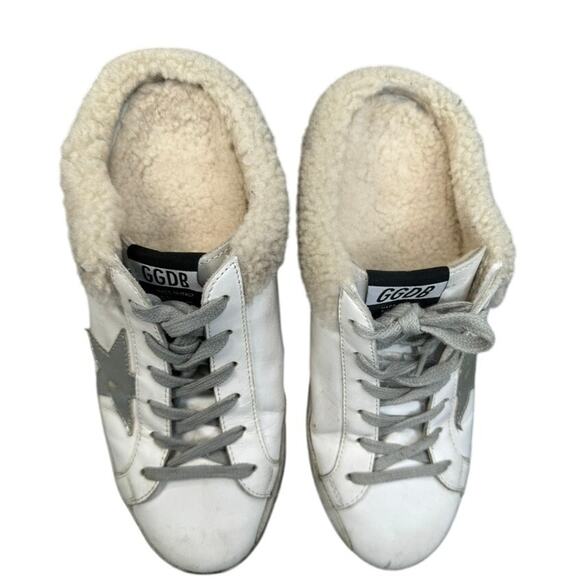 Golden Goose Superstar Sabot Shearling Slide Sneakers White Silver Authentic - Picture 11 of 11